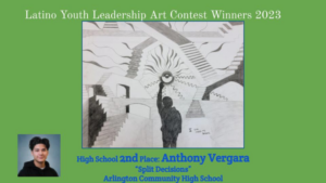 2nd place winner artwork in the Latino Youth Leadership Art Contest 2023